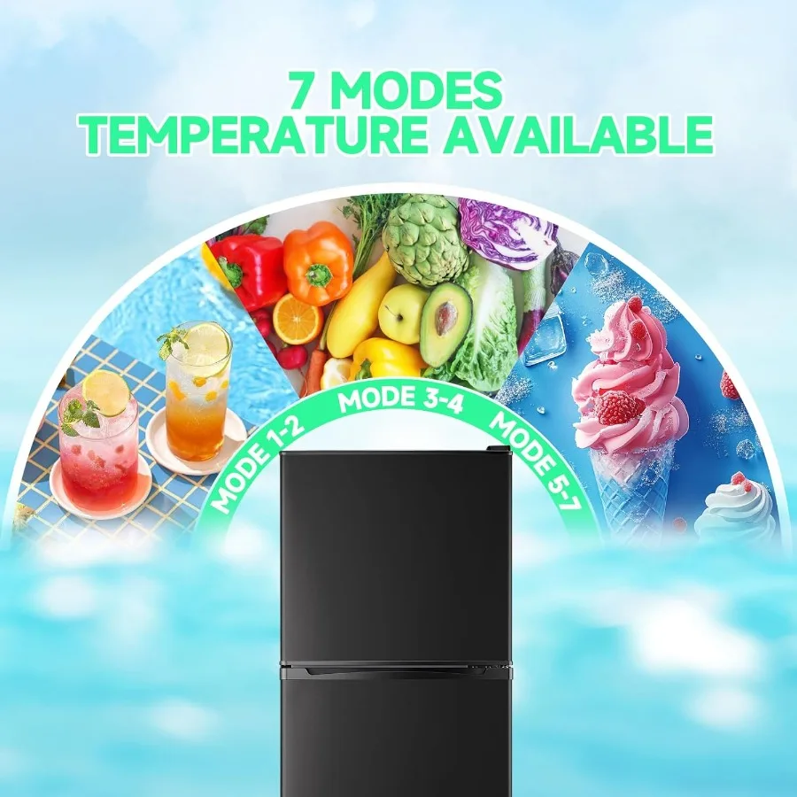 ثلاجة 5.0 قدم مكعب مع حامل مشروبات ثلاجة صغيرة ثلاجة باب مزدوج أرفف زجاجية قابلة للتعديل للشقة المنزلية #4