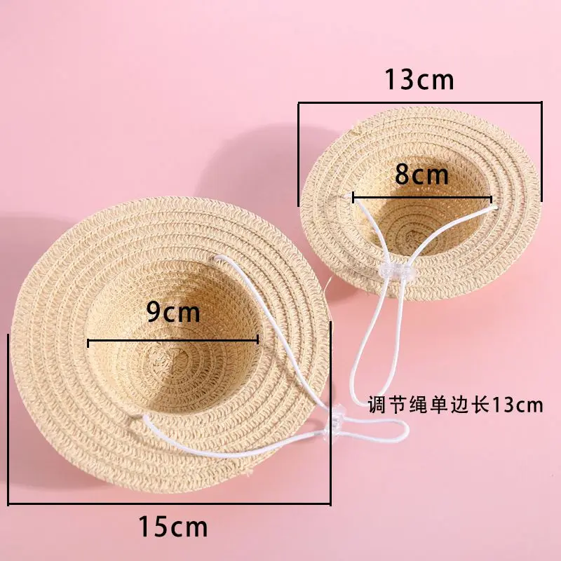 Summer Pet Straw Hat Necklace Suit Woven Straw Pet Hat Pet Hat With Elegant Design for Cats Dogs Beach Party Costume Accessories