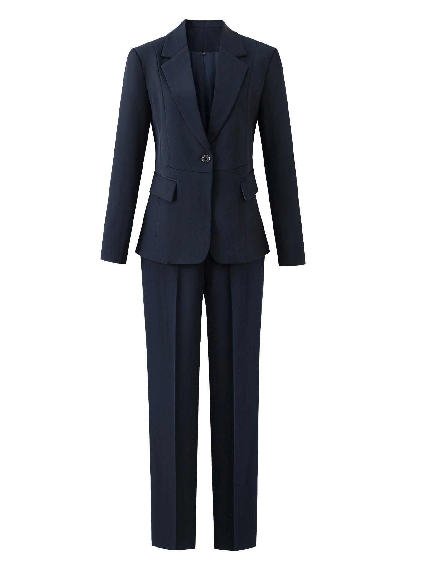 Slim-Fit Long-Sleeve Single-Breasted Suit Set with Pocket, Professional Commuting Style, High-End Elegance, Two-Piece