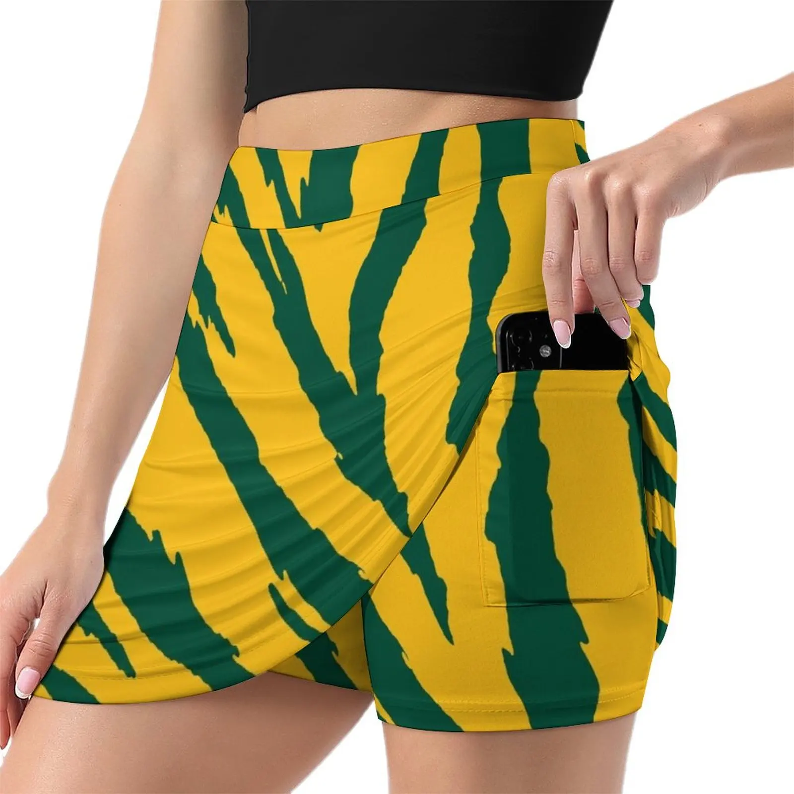 Yellow and Green Tailgate Swag - Claw Marks Mini Skirt mini skirt Short skirts clothes for woman