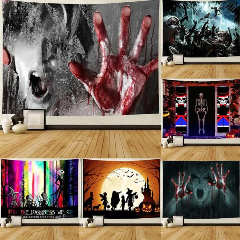 Scary Halloween Wall Decor Tapestry Print Beach Towel Cover  Hanging  Home  Poster