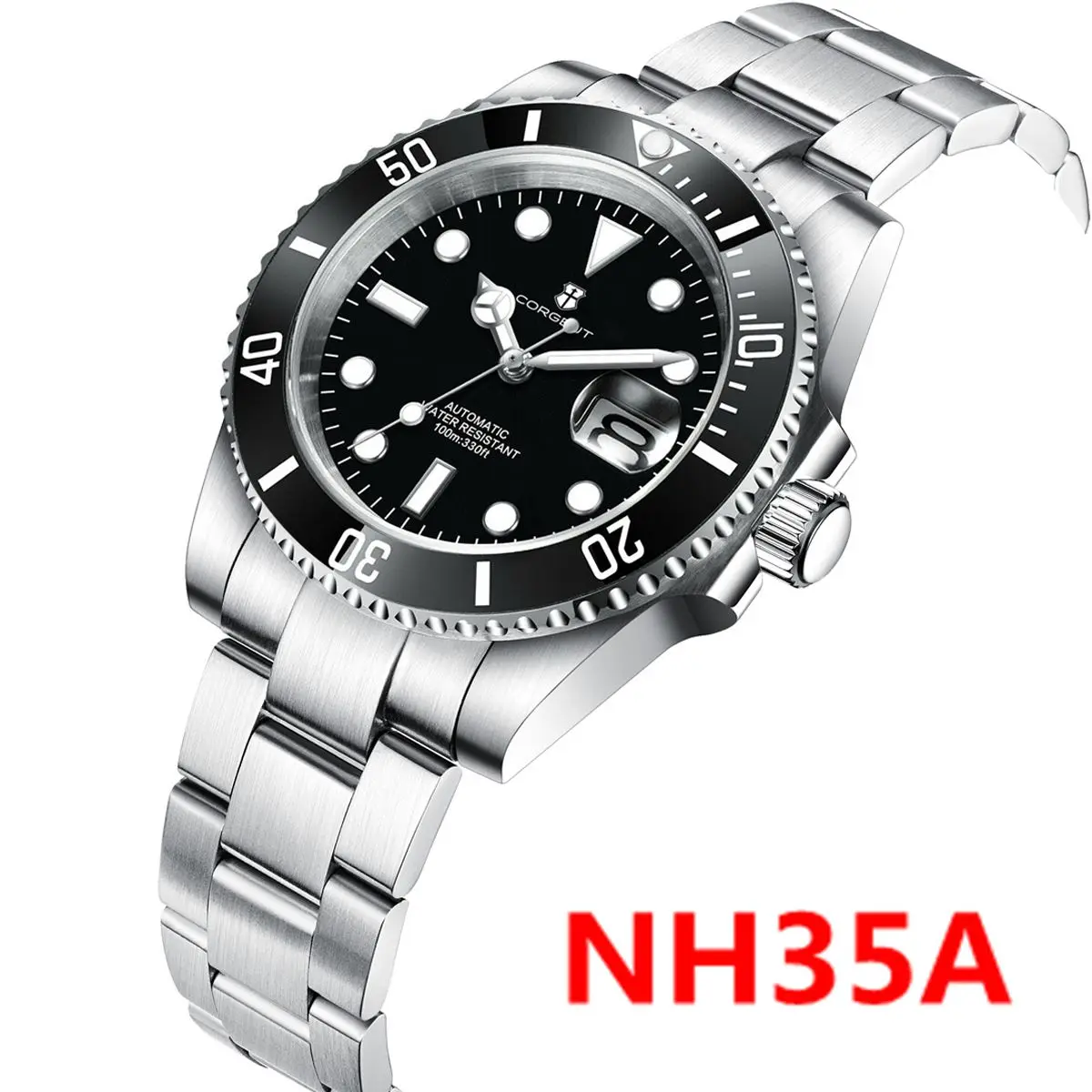 Luxury Corgeut Diver Watch 40MM nh35 Automatic Mechanical Watches For Men Date Sapphire Luminous 10Bar Dress Reloj Ceramic Bezel