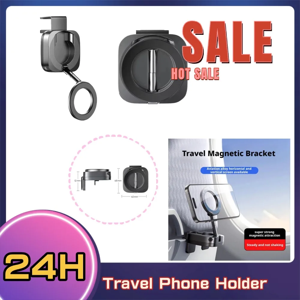MagSafe Car Airplane Phone Holder Foldable 360° Rotation Dashboard Stand for iPhone 17 16 15 Travel Essentials Flight Compatible