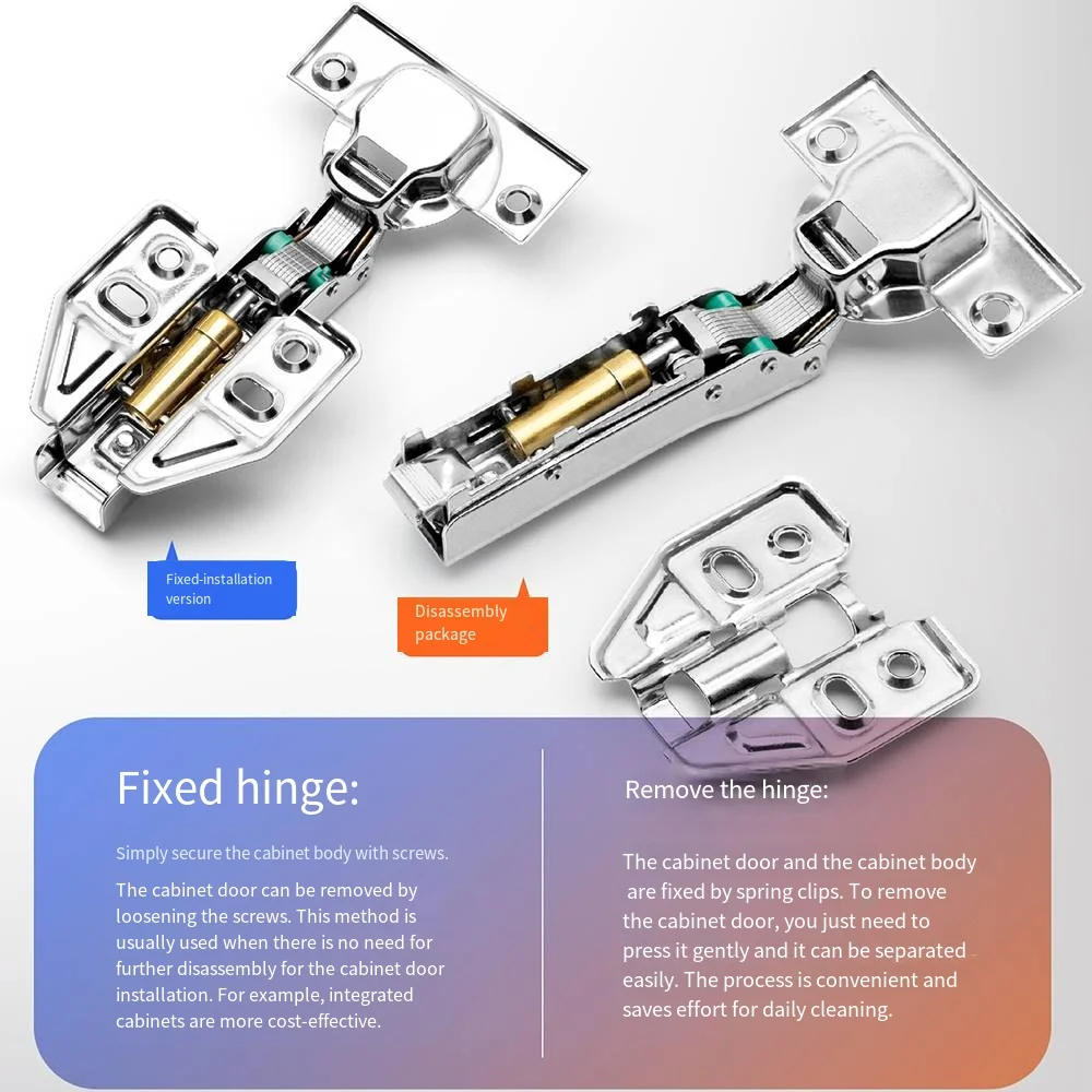 

2Pcs 304 Stainless Steel Hydraulic Hinges Cabinet Door Spring Hinge Damper Buffer Quiet Closing Kitchen Cupboard Furniture