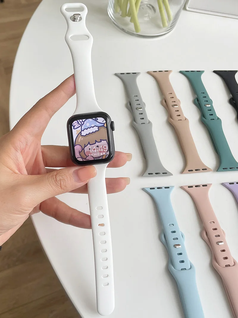 Ремешок силиконовый для Apple Watch Band Series 7 6 5 4 3 SE iWatch 41 мм 45 мм 40 мм 44 мм 42 мм 38 мм