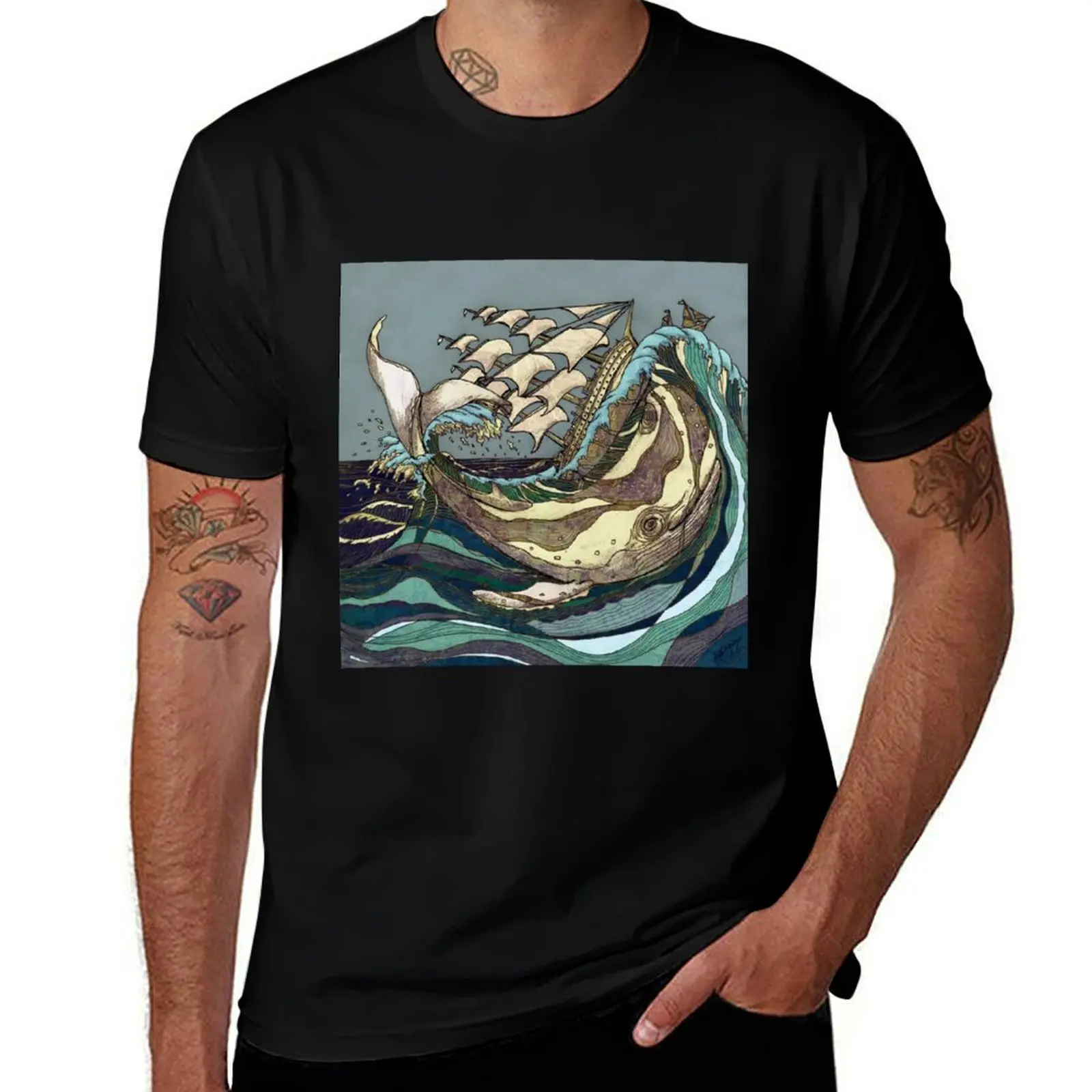 

shirt man - Sea t Whale, dark cotton humor shirts Strikes essential Ship funny and T-Shirt Sailing shirt t t T-Shirt Leviathan