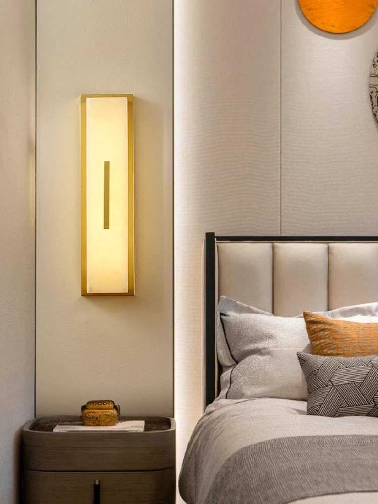 

Новый мраморный настенный светильник в китайском стиле для спальни, прикроватная лампа, коридор, лестница, гостиная, фон, настенный светильник