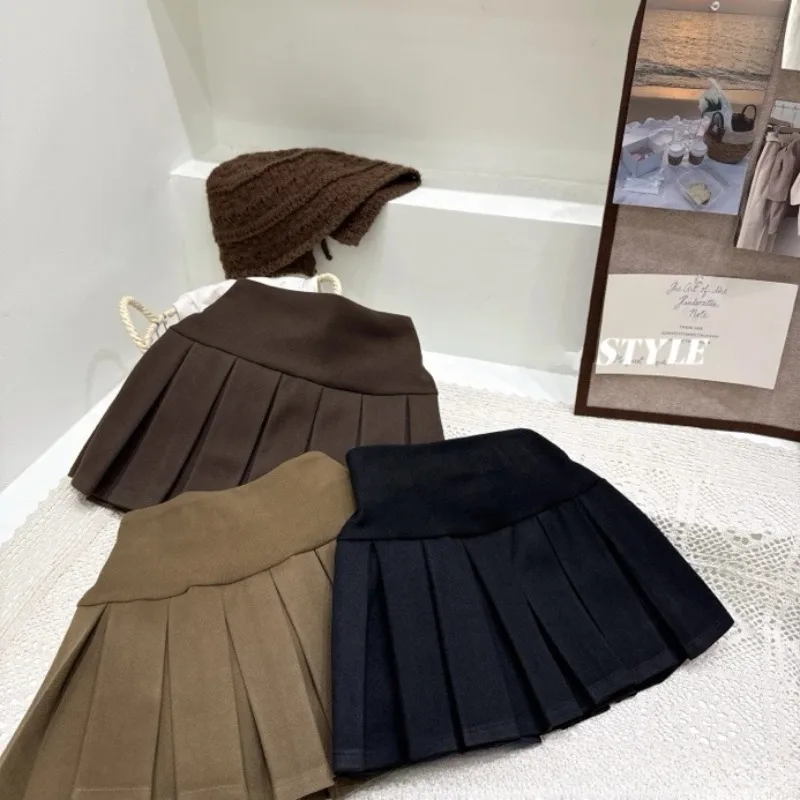 

Girls skirt Autumn 2024 Korean version of foreign-style pleated skirts