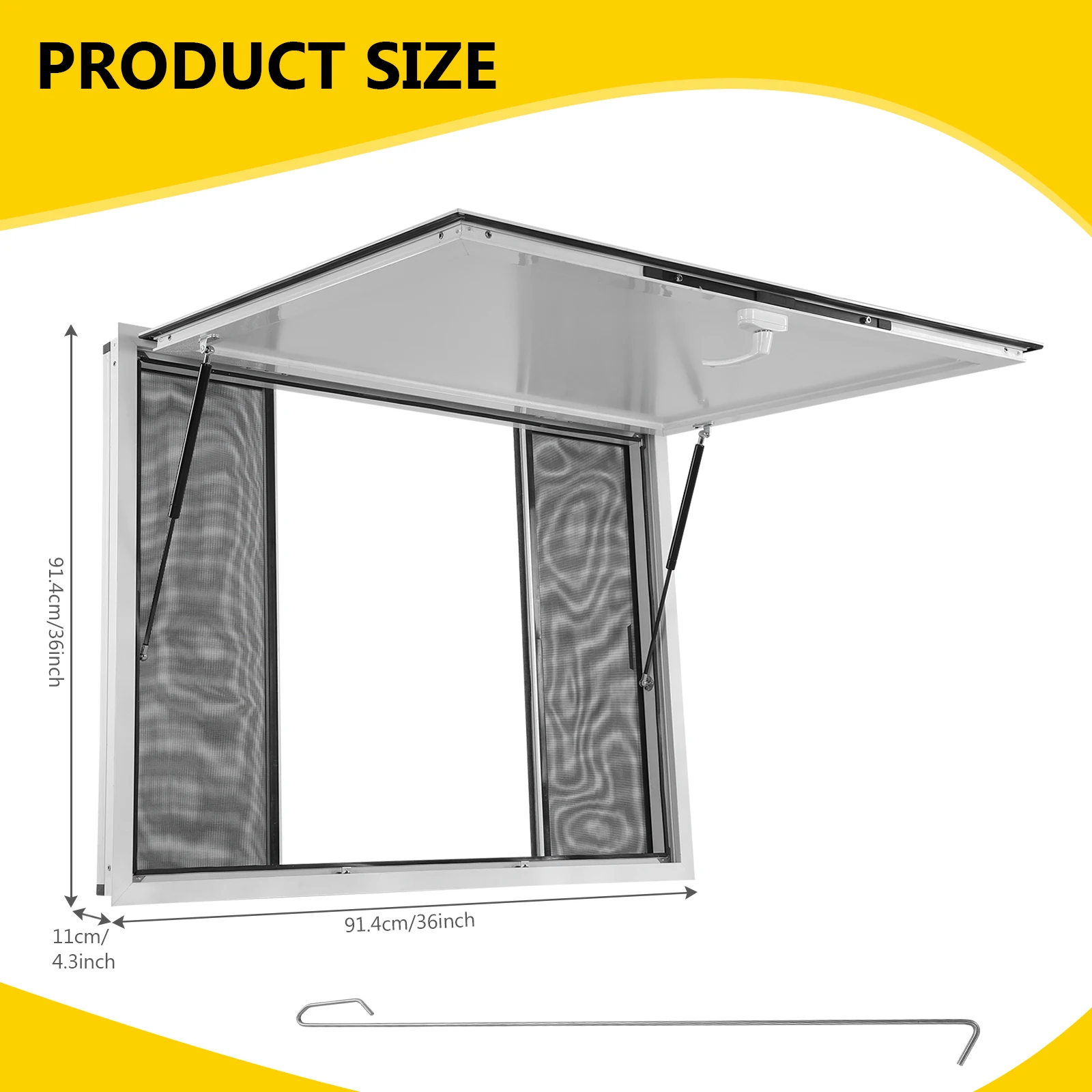 

Food Trailer Window 36x36/48x36/53x33inch with 4 Sliding Door Awning Door Drag Hook (Glass Not Included)