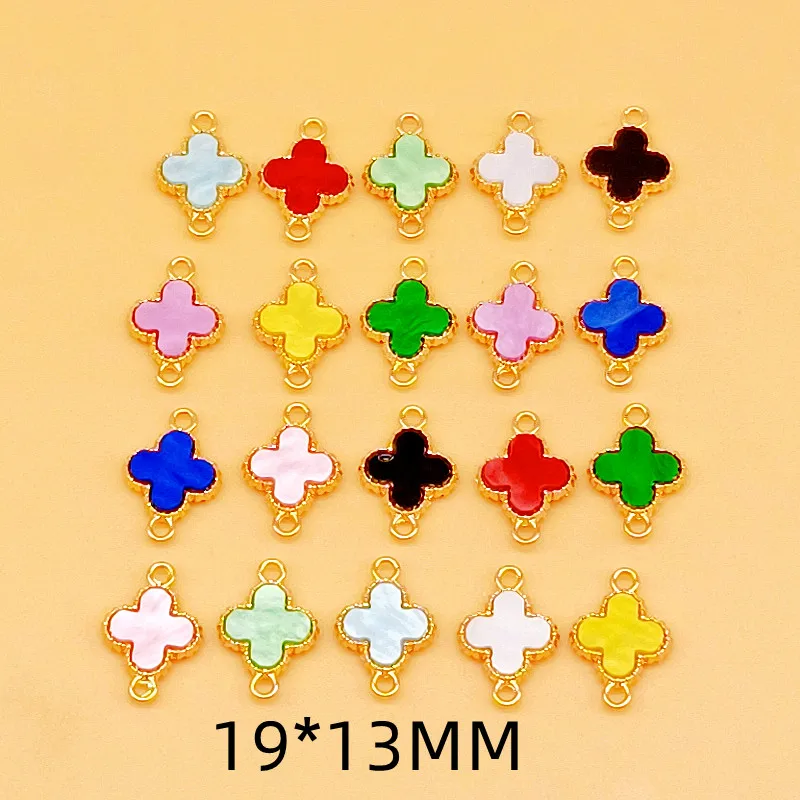 20 stücke Emaille Mini Klee Stecker Charms für DIY Schmuck machen Vintage Doppel gesicht emailliert vier Blätter Ohrringe Zubehör