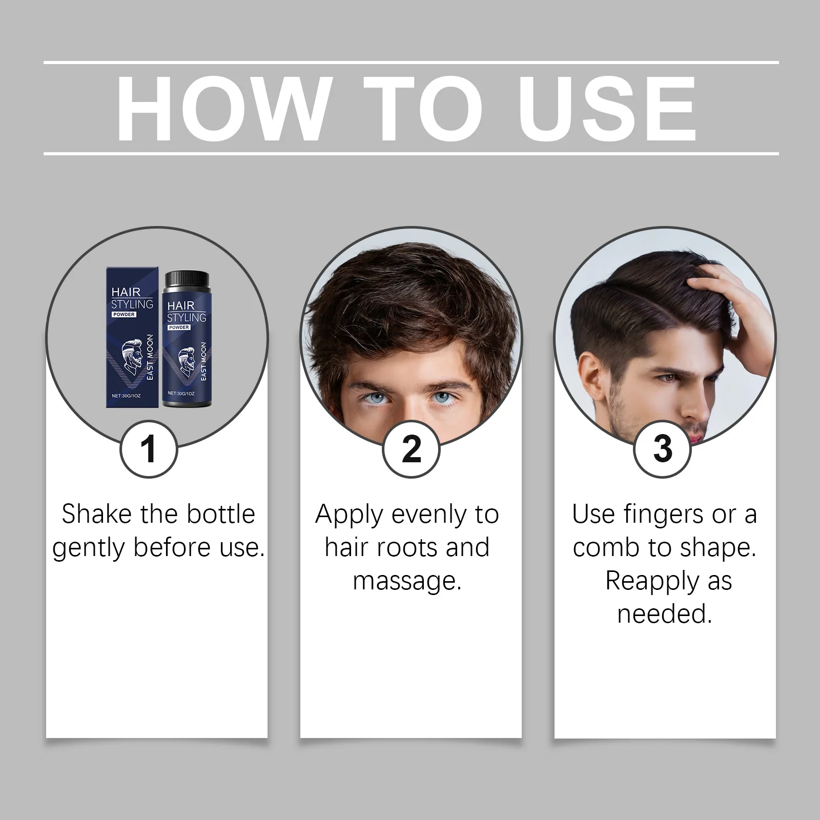 

East Moon Men Hair Fluffy Styling Powder More Thickening Non Grease Hairline Shadow Increase Volumize Hair Shaping Fiber Powders