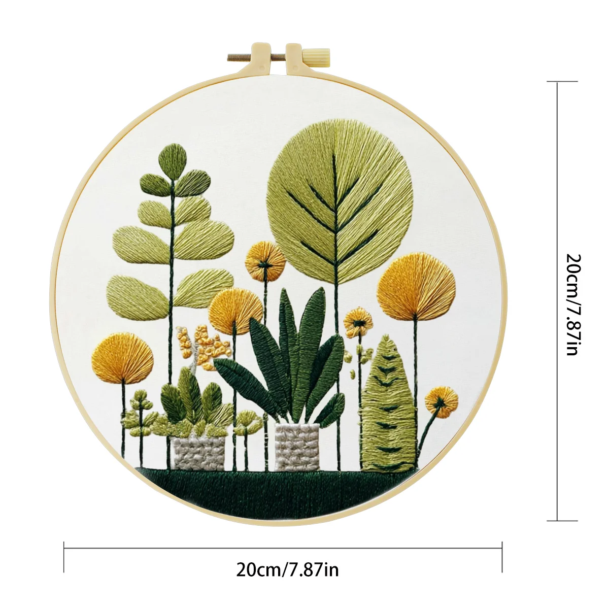 1 Stück 20X20CM/15X15CM 7,87/6,3 Zoll Topfpflanzen-Stickerei-Starter-Kit DIY-Kit DIY-Stickerei-Set Handarbeiten Heimdekoration – Detail 3