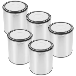 5 Pcs Experimental Sampling Bucket Asphalt Iron Sealed Paint Sample Retention Thickened Round Empty Can 5pcs (1l Iron)
