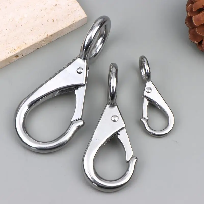 *Heavy Duty Stainless Steel 304 Spring Snap Hook Rigid Loaded Fixed Eye Clip Carabiner Universal Marine Boats Clip Dock Hardware image 3