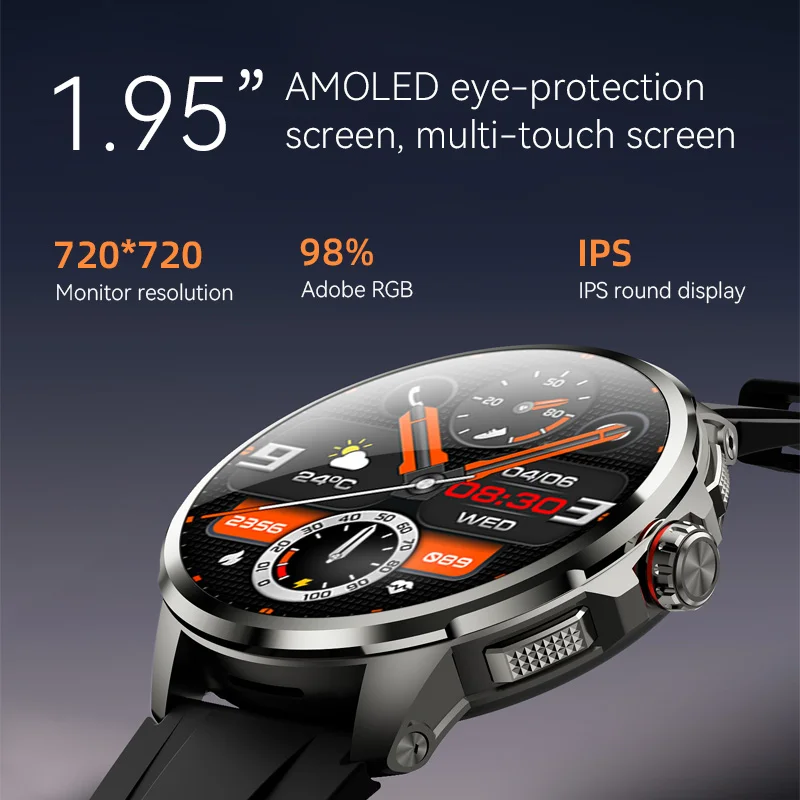 4G Android Smart Watch 1.95-inch AMOLED Smartwatch With SIM Card 190° Camera Support Maps Download APP Face Unlock GPS WIFI Call