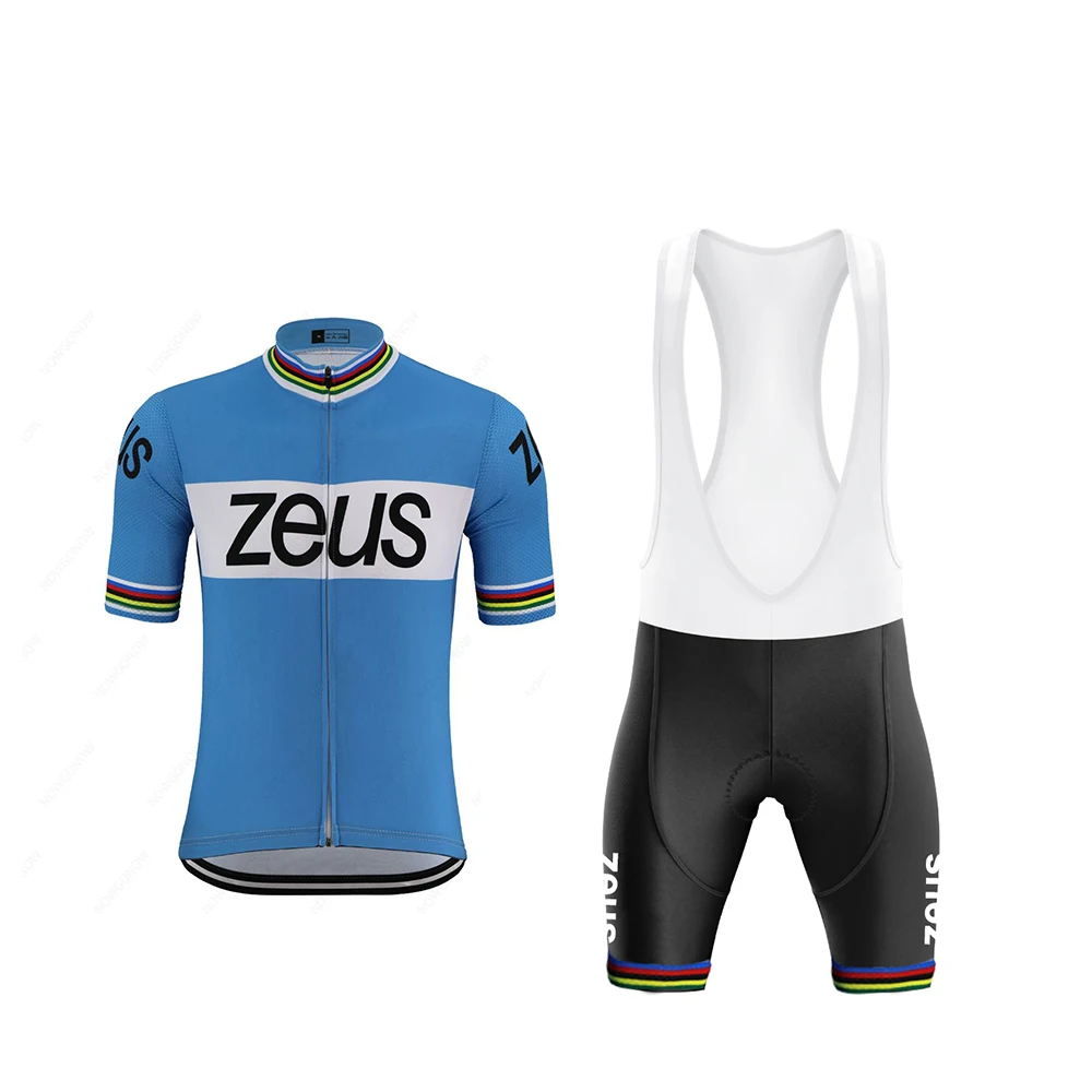 Zeus Men Retro Cycling Jersey Set Short Sleeves Riding Pants Classical Mtb Triathlon Maillot Ciclismo