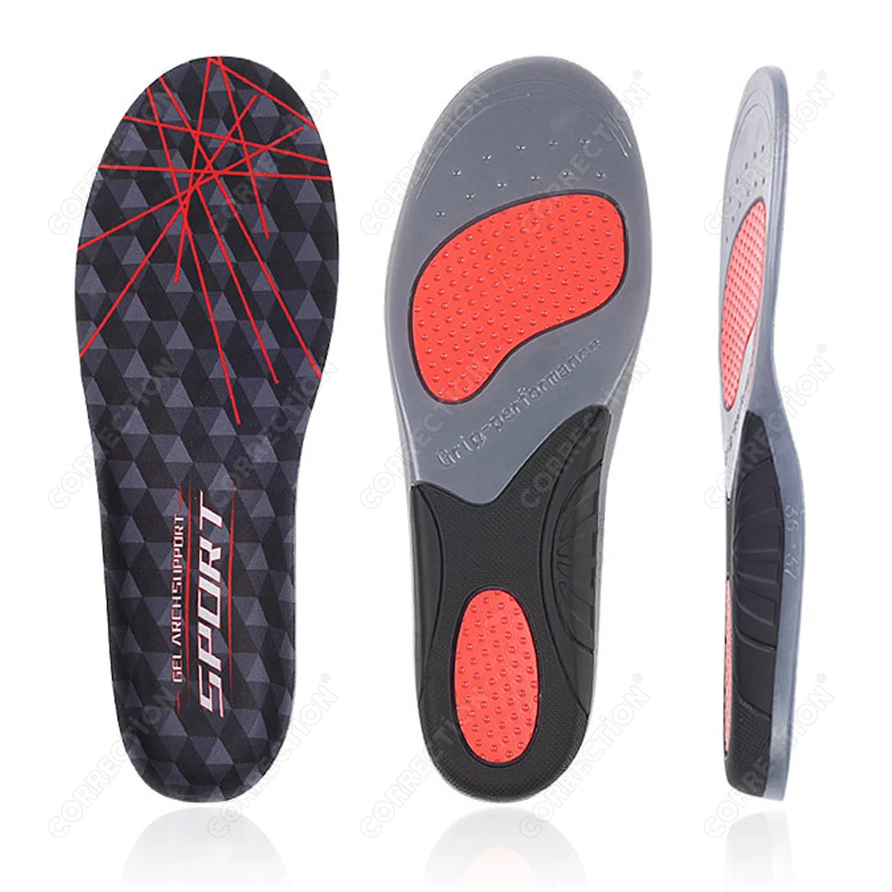 CORRECTION Sport Running Soft Silicone Insoles For Feet Man Women Orthopedic Pad Shock Absorption Arch Support Shoes Sole insole