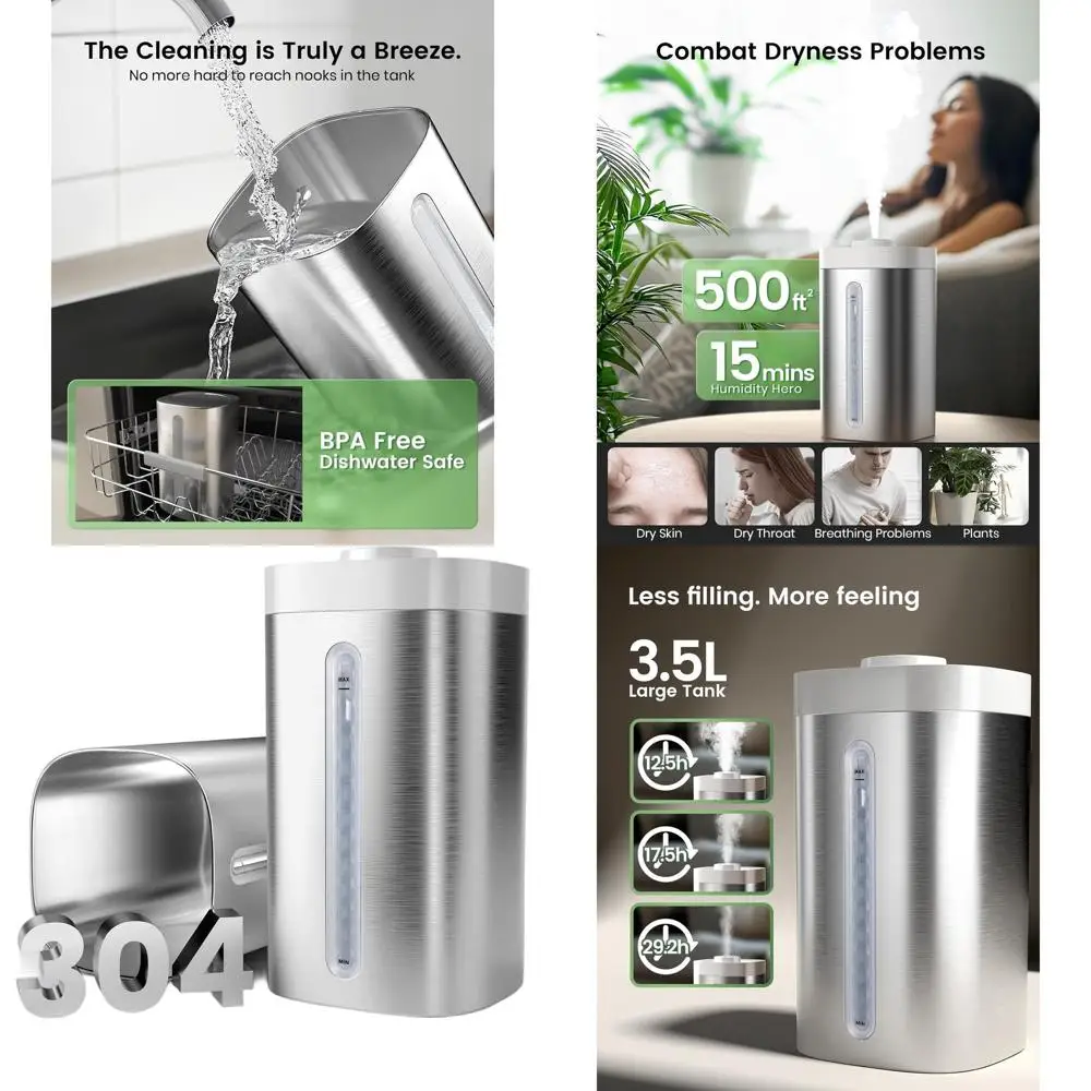 

Легкое очищение, безопасность для посудомоечных машин, увлажнитель воздуха с холодным туманом из нержавеющей стали для спален