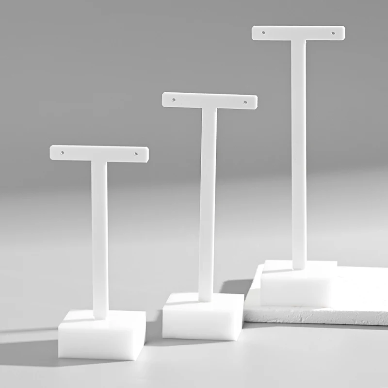 New Fashion 3 Different Height White Acrylic Earrings Display Shelf Jewelry Display Shooting Shelf Shop Packaging Supplies Show