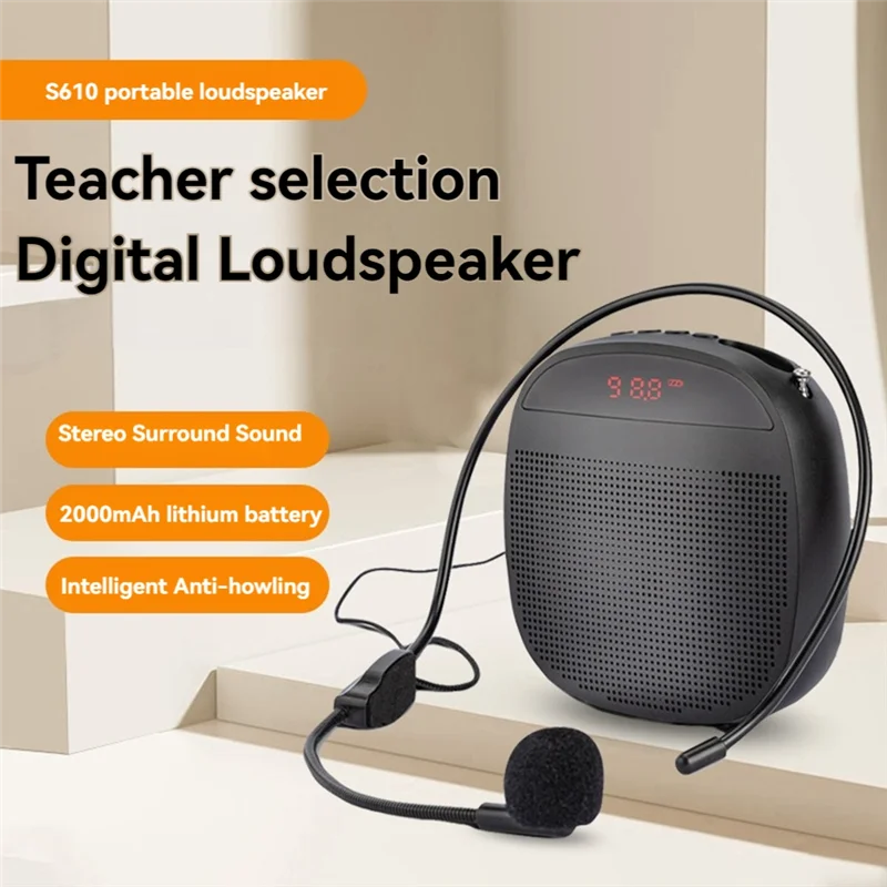 【Flash Sale】Portable Voice Amplifier Wired Voice Amplifiers Speaker FM Radio Headworn Microphone Loudspeaker For Teachers