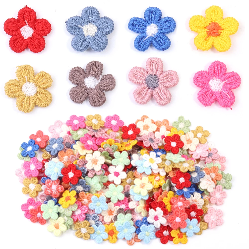 30/60Pcs 1.5cm Multicolor Lace Flower Appliques Embroidered Flower Appliques DIY Clothes Sewing Supplies Headwear Decor Patches