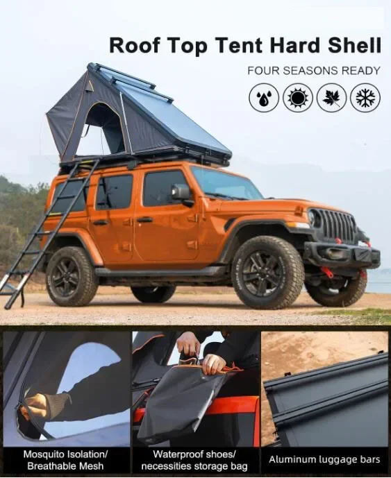 HOTO New Style 2-4 Person Waterproof Camping Aluminium Hard Shell Pop Up Rooftop Tent  Car Roof top