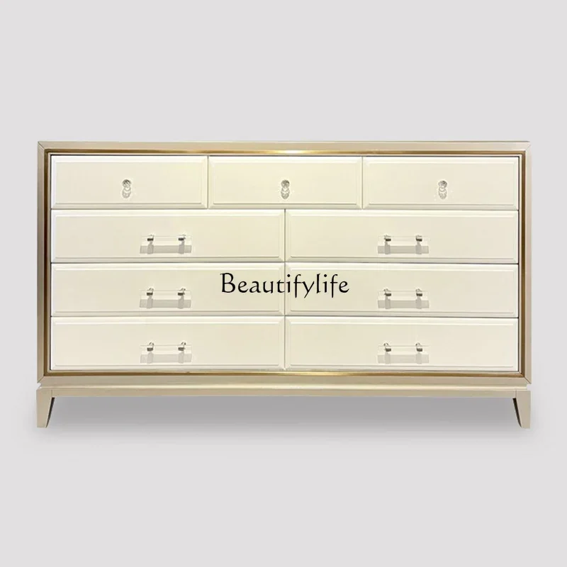 

88.American light luxury nine chest bedroom solid wood two-color locker living room