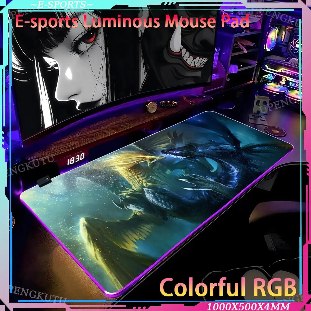 Heroes of Might and Magic Luminous desk pad Cute desk accessories Mouse Pad RGB Cute keyboard pad game mouse mechanical Desk pad