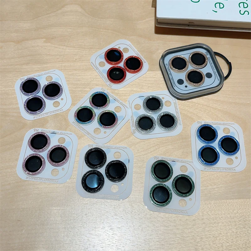 

For iPhone 11 13 12 15 14 16 Pro Max 2-3Pc Fashion Pretty Shine Camera Lens Film Protector Case Glitter Lens Film Glass Cove
