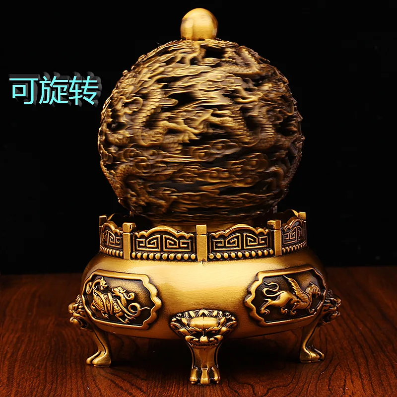 Brass Hollow Nine-turn Universe Burner Office Home High-end Decorative Metal Craft Incense Pure Copper Ornament