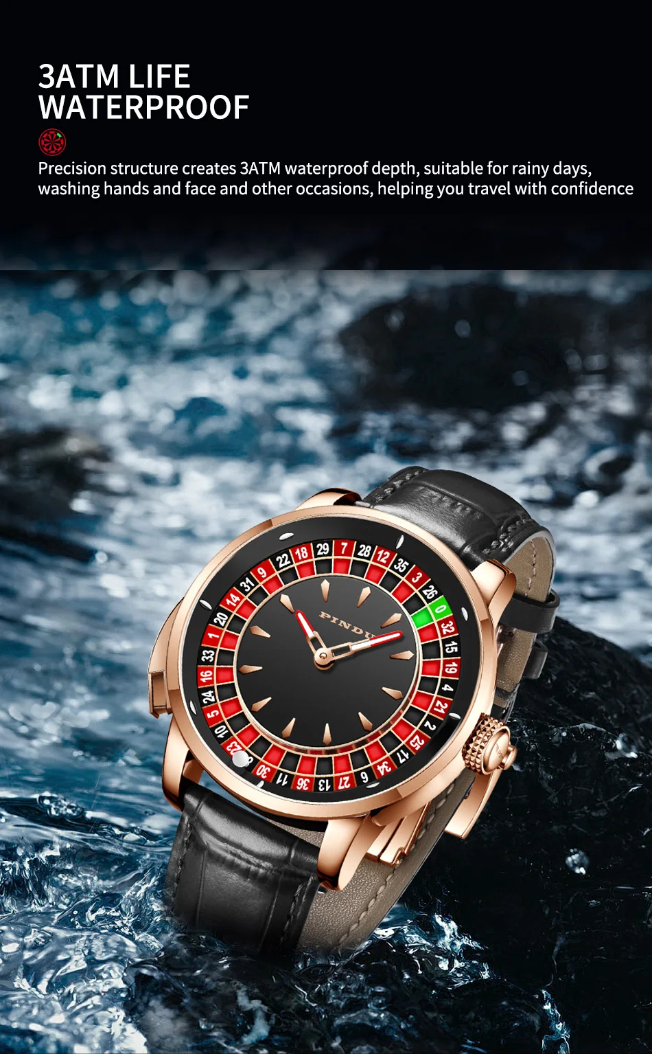 PINDU ساعة ميكانيكية جديدة للرجال NH35 حركة العلامة التجارية الفاخرة زر عجلة الدورية الياقوت الزجاج مقاوم للماء ساعة رجالي