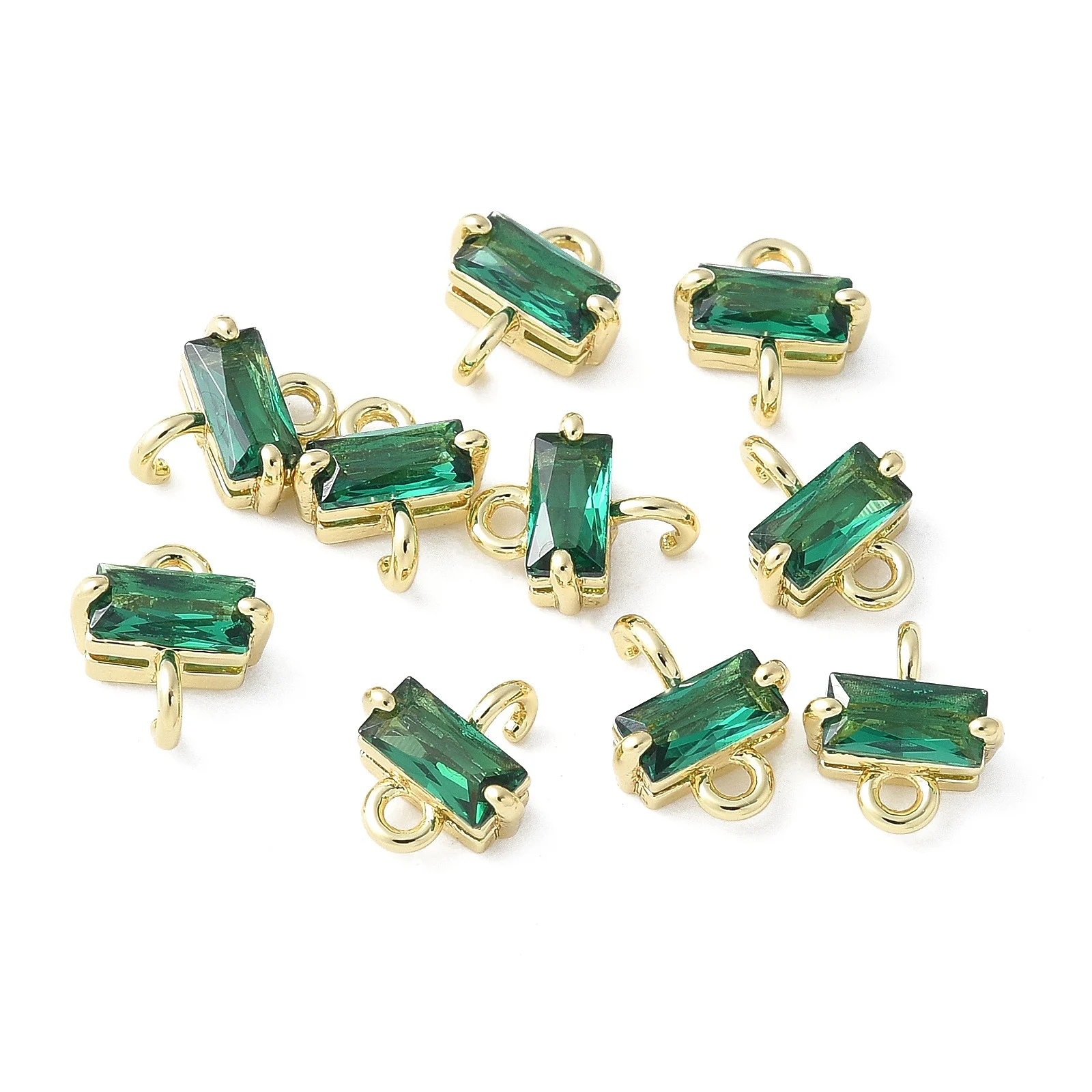 10st Metal Pave Zirconia Connector Charms Rack Plating Langdurig Verguld Verguld voor het maken van DIY Sieraden Ketting