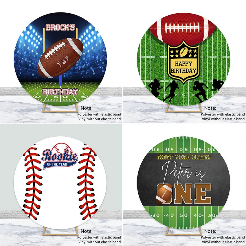 Mehofond Photography Background Round Baseball Footbal Sports Field Boy Birthday Baby Shower Circle Decor Backdrop Photo Studio