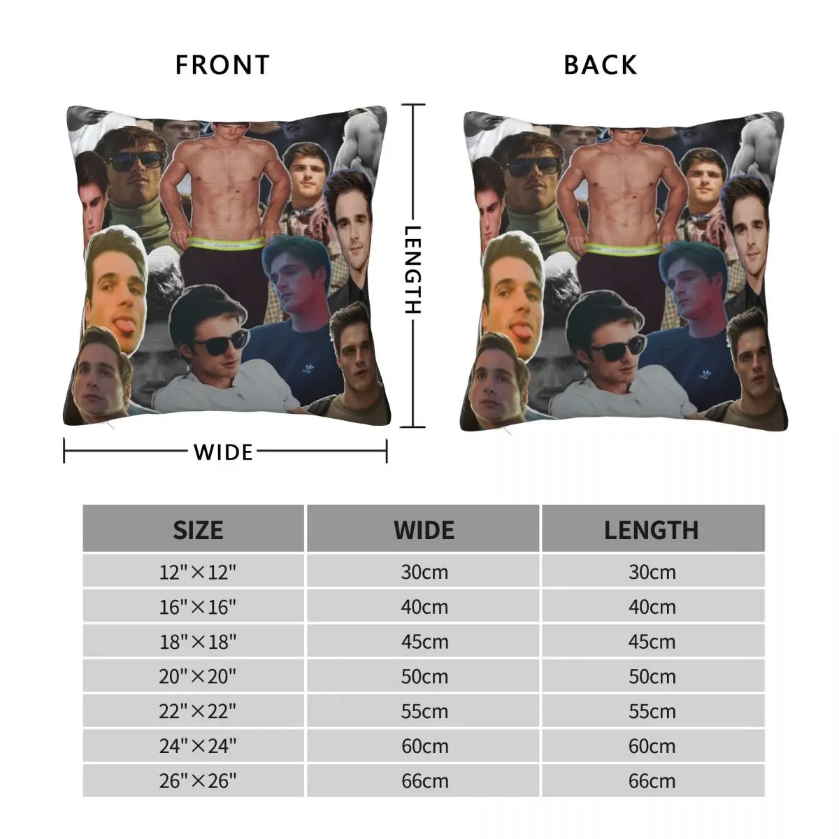 Jacob Elordi Collage Square Pillowcase Polyester Linen Velvet Creative Zip Decor Throw Pillow Case Room Cushion Cover 45x45