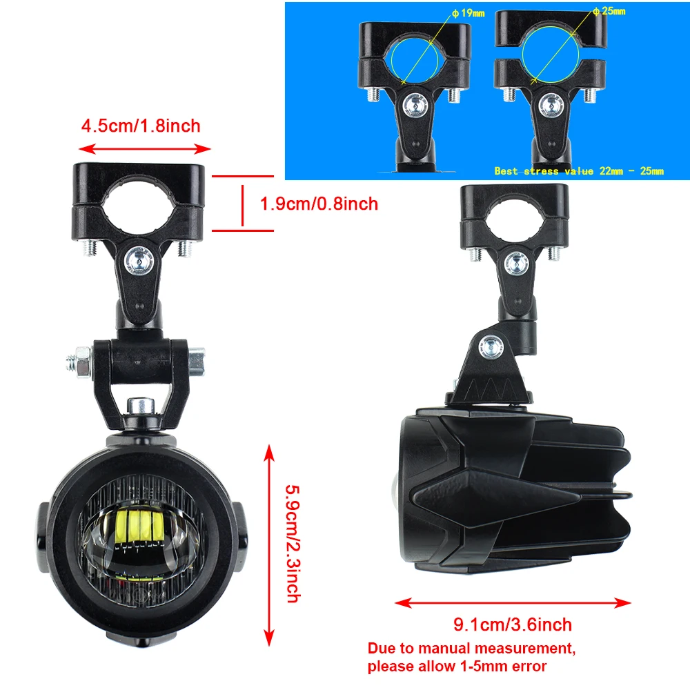 Upgrade Motorcycle fog light Auxiliary Lights Brighter Lamp 40W 6000K for BMW R1200GS F800GS F700GS F650 K1600 view 3