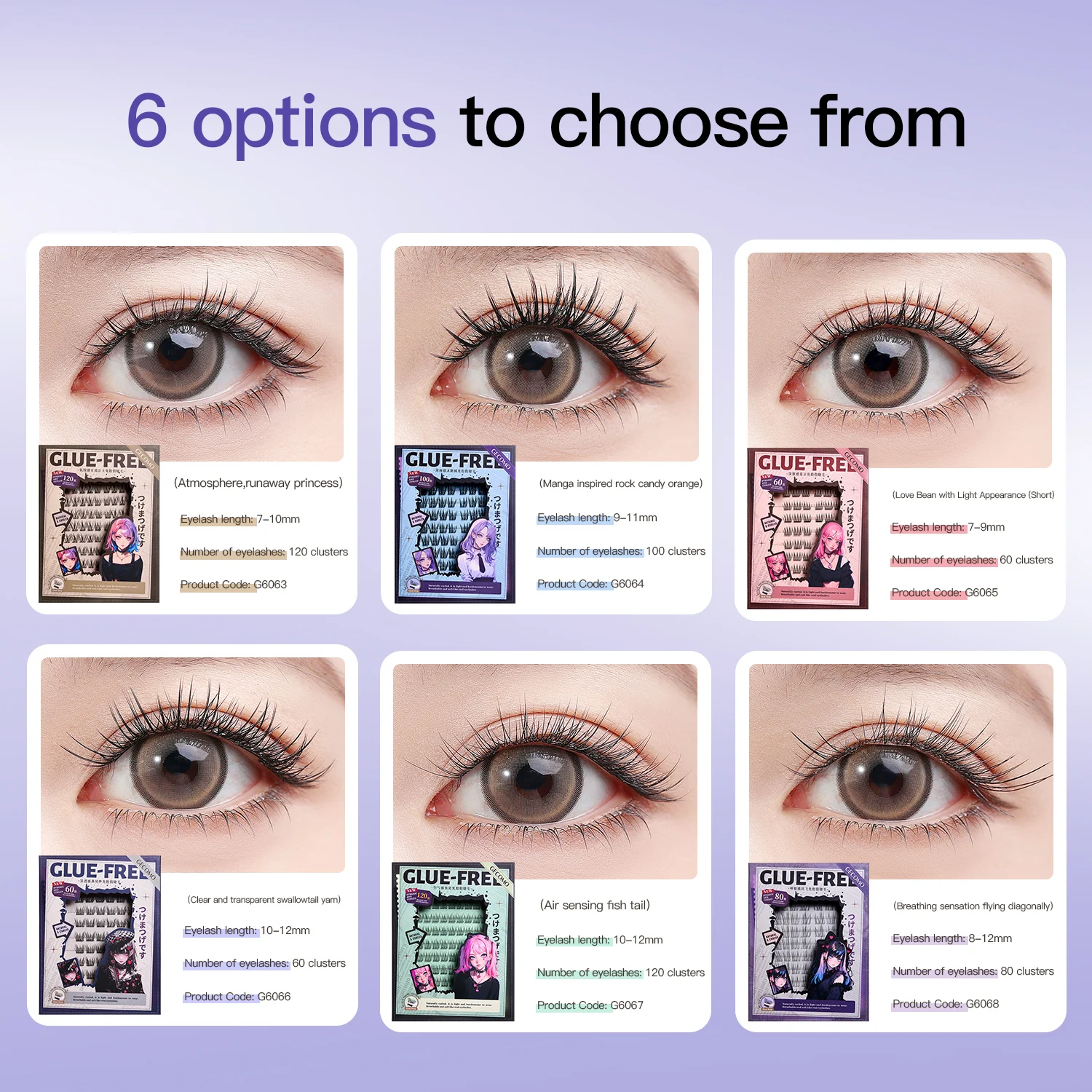 10 fileiras de cílios postiços fofos sem cola, faça você mesmo, autoadesivos, segmentados, grossos, naturais, fácil aplicação, ampliar os olhos