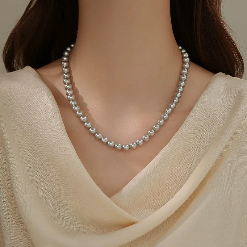 

Pearl necklace Gray Shi Family Pearl Women's necklace Simulated pearl Elegant Women's Accessory jewelry
