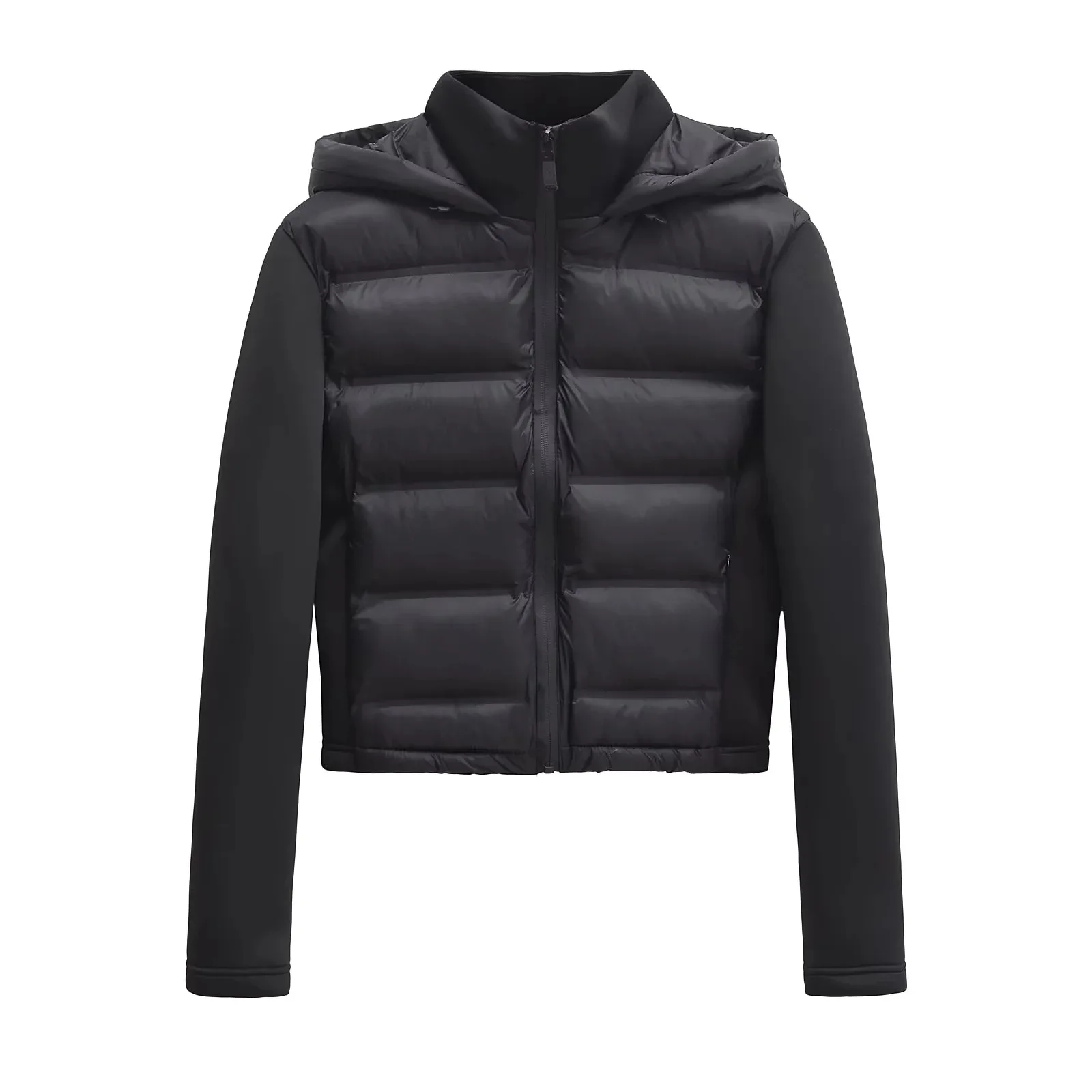 

Autumn Winter New Sle Hooded Spliced Sve Slim Fit Versatile Cotton Jaet ort Length Knitted Fabric Regular Thin