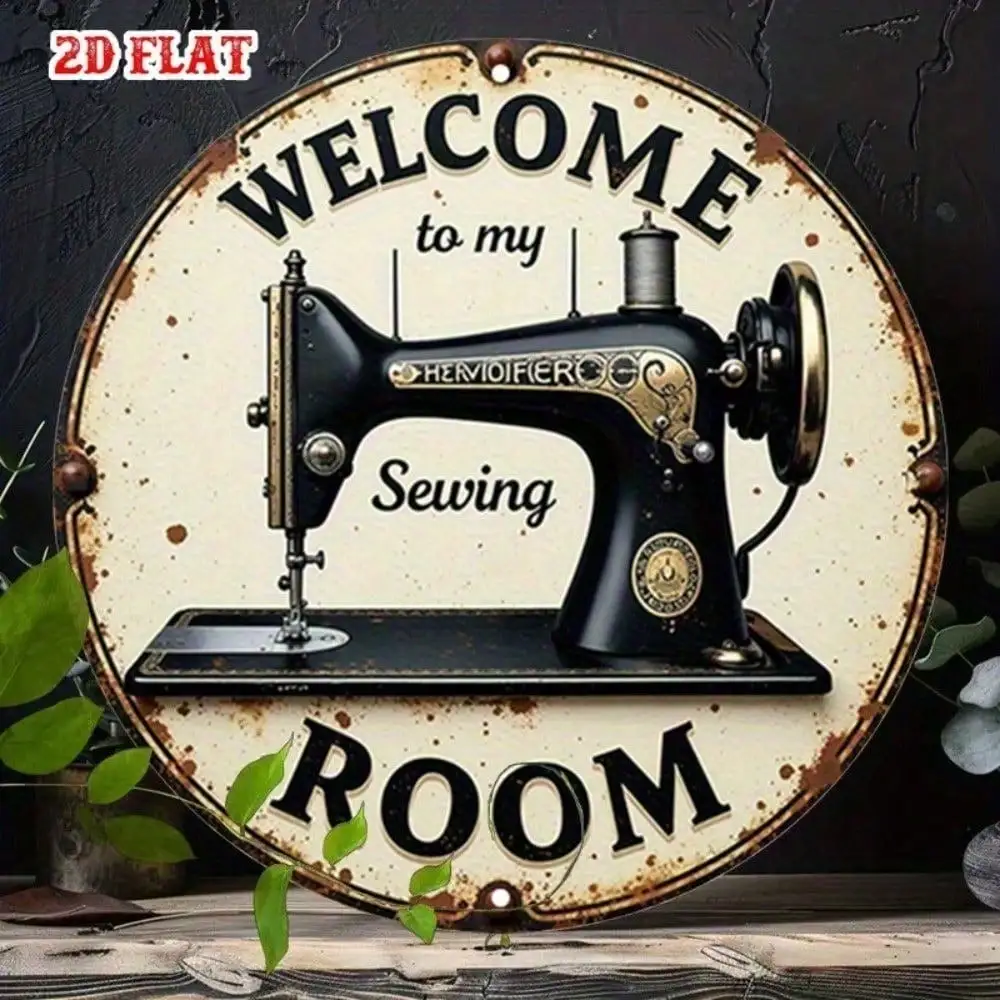 Vintage Metall-Nähzimmer-Schild Runde Wanddekoration Willkommens-Dekor