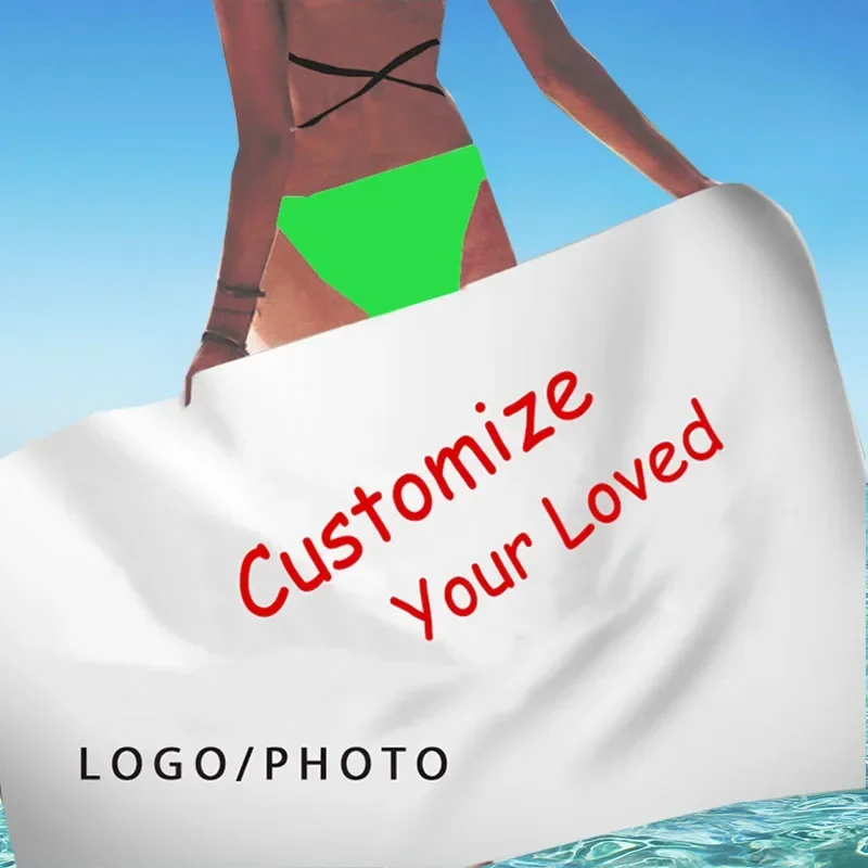 Custom Beach Towels with Your Photo Text Logo Face Towel for Adults Kids Microfiber Bath Towel & Pool Towel Custom Photo Gifts