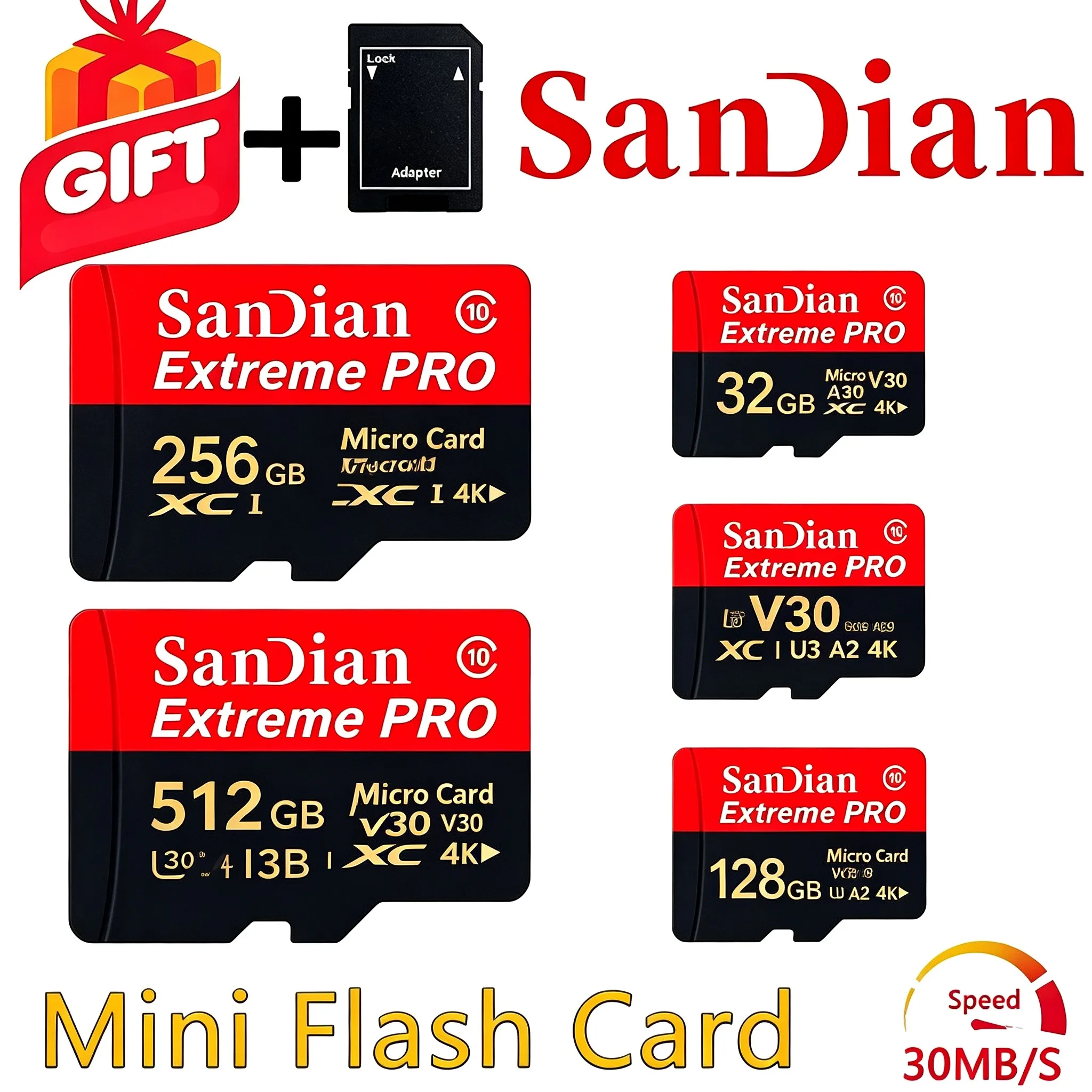 Smart TF Cards 512GB 256GB SD Cards 64GB Micro TF SD Card 32GB Memory Card U3 U1 for Body Camera/Drone/Tablet/E-Reader/Toy