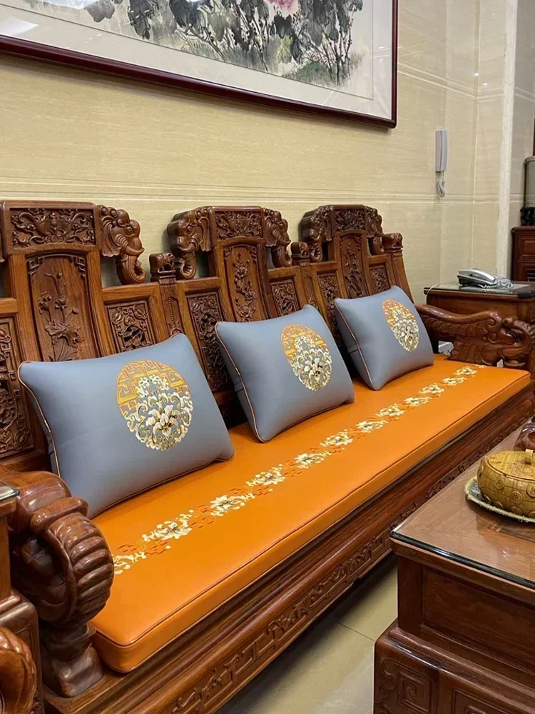 New Chinese-style Burmese pear mahogany sofa seat cushion leather sofa cushion solid wood chair cushion winter and summer