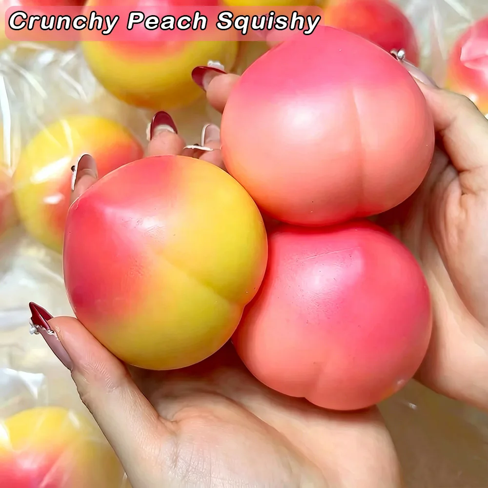 Handmade Crispy Peach Mango Orange Pudding Stress Ball Squeeze Toy,Food Crunchy Squishy Toy, ASMR Sensory Stress Relief Toy