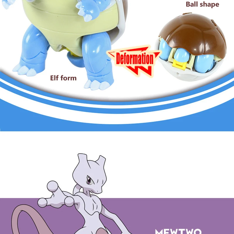 Pokemon Transform Poké Ball Pikachu Pokeball Charizard Bulbasaur Figuren Spielzeug Ornamente Mewtwo Gengar Modellpuppe Kindergeschenke – Detail 14