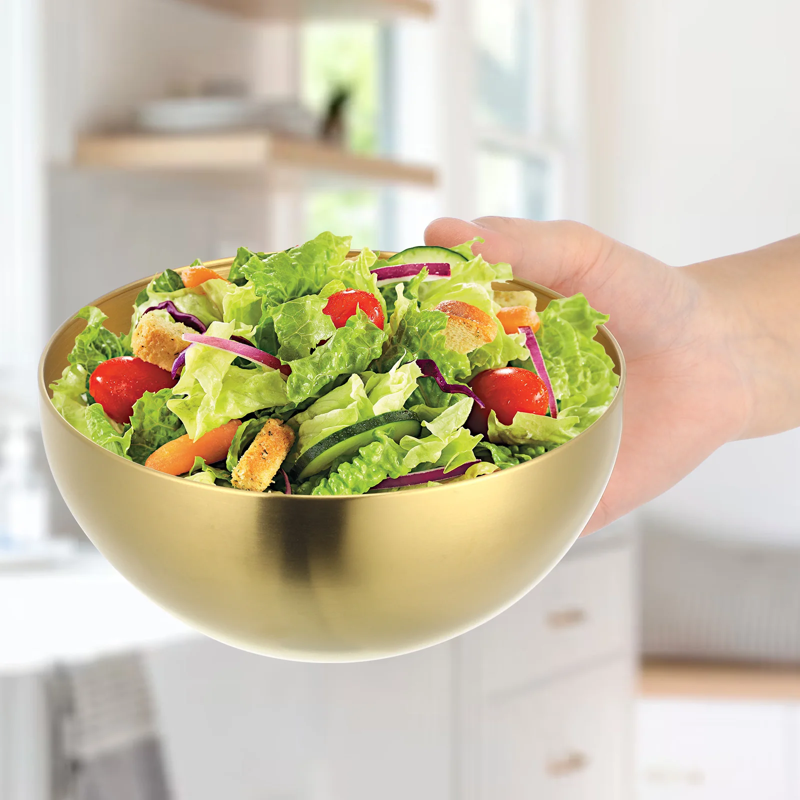 

2Pcs Salad Bowl Stainless Steel Food Storage Container Round Edge Home Hotel Restaurant Kitchen Accessory