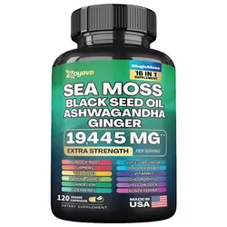 Sea Moss Blend, High Strength 19,445 Mg 16-in-1 All-In-One Capsules, Supports A Healthy Immune System and Improves Digestion