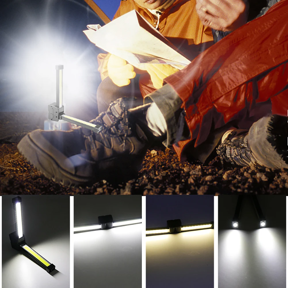 COB Camping Light USB Rechargeable XPE LED Emergency Floodlight IPX4 Waterproof Adjustable Adventure Hiking Outdoor Supplies