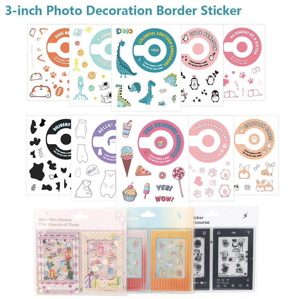 5-10 Pieces Different Patteren Cartoon Camera Decoration Stickers For Fujifilm Instax Mini 11/12 Camera Body Or Case Bag