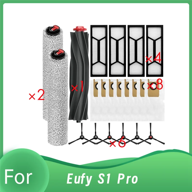 سهل الاستخدام-لـ Eufy S1 Pro روبوت فراغ فرشاة رئيسية فرشاة دوارة تصفية أكياس الغبار ملحقات متينة للغاية قطع غيار طويلة الأمد