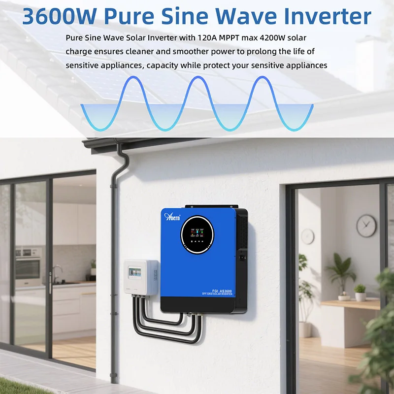 3.6KW 3600W Solar Hybrid Inverter Pure Sine Wave 120A MPPT Off-Grid 24VDC 110V 120V - Image 2